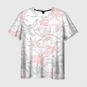 Мужская футболка 3D с принтом Цветные паучки , 100% полиэфир | прямой крой, круглый вырез горловины, длина до линии бедер | паук | пауки | паучишка | паучище | паучки | паучок
