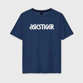 Женская футболка хлопок Oversize с принтом ASICSTIGER , 100% хлопок | свободный крой, круглый ворот, спущенный рукав, длина до линии бедер
 | acics | asics | asicstiger | tiger | voleybal | volleyball | асикс | волебол | волейбол | волейболист | волейболистка | воллейбол | тигр