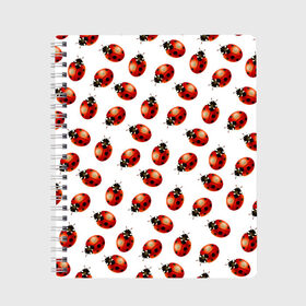 Тетрадь с принтом Нашествие божьих коровок , 100% бумага | 48 листов, плотность листов — 60 г/м2, плотность картонной обложки — 250 г/м2. Листы скреплены сбоку удобной пружинной спиралью. Уголки страниц и обложки скругленные. Цвет линий — светло-серый
 | Тематика изображения на принте: animals | cute | girl | ladybug | nature | pattern | red | summer | бабочки | божьи коровки | божья коровка | горошек | девушкам | животные | жук | жуки | кружочки | крылья | лето | милые | насекомые | паттерн | пауки | подарок
