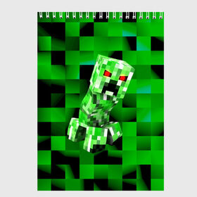 Скетчбук с принтом Minecraft creeper , 100% бумага
 | 48 листов, плотность листов — 100 г/м2, плотность картонной обложки — 250 г/м2. Листы скреплены сверху удобной пружинной спиралью | Тематика изображения на принте: blox | creeper | dungeons | game | geometry | logo | pixel | steve | алекс | герои | детям | зелень | игра | квадраты | крипер | куб | логотипы игр | майнкрафт | мальчикам | мобы | персонажи | пиксель | пиксельный | подземелья