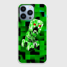 Чехол для iPhone 13 Pro с принтом Minecraft creeper ,  |  | blox | creeper | dungeons | game | geometry | logo | pixel | steve | алекс | герои | детям | зелень | игра | квадраты | крипер | куб | логотипы игр | майнкрафт | мальчикам | мобы | персонажи | пиксель | пиксельный | подземелья