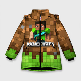 Зимняя куртка для девочек 3D с принтом Minecraft logo heroes , ткань верха — 100% полиэстер; подклад — 100% полиэстер, утеплитель — 100% полиэстер. | длина ниже бедра, удлиненная спинка, воротник стойка и отстегивающийся капюшон. Есть боковые карманы с листочкой на кнопках, утяжки по низу изделия и внутренний карман на молнии. 

Предусмотрены светоотражающий принт на спинке, радужный светоотражающий элемент на пуллере молнии и на резинке для утяжки. | Тематика изображения на принте: blox | creeper | dungeons | game | geometry | pixel | steve | алекс | герои | детям | зелень | игра | квадраты | крипер | куб | логотипы игр | майнкрафт | мальчикам | меч | мобы | персонажи | пиксель | пиксельный | подземелья