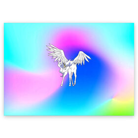 Поздравительная открытка с принтом Пегас Гелиос , 100% бумага | плотность бумаги 280 г/м2, матовая, на обратной стороне линовка и место для марки
 | anime | luna | princess | sailor moon | wings | ангел | градиент | детям | единорог | звезды | конь | красивый | крылья | лошадка | луна | любовь | марс | мифический | небеса | перья | радуга | сейлор мун | сказочный | токио