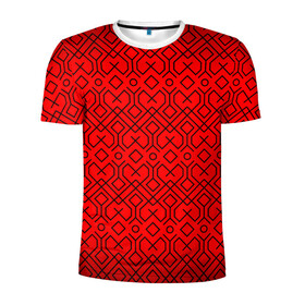 Мужская футболка 3D спортивная с принтом Геометрический орнамент , 100% полиэстер с улучшенными характеристиками | приталенный силуэт, круглая горловина, широкие плечи, сужается к линии бедра | абстракция | геометрия | кубы | орнамент | паттерн | полосы | узор