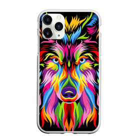 Чехол для iPhone 11 Pro Max матовый с принтом Neon wolf , Силикон |  | color | ears | eyes | muzzle | neon | nose | paint | skin | view | wolf | взгляд | волк | глаза | краска | неон | нос | уши | цвет | шерсть
