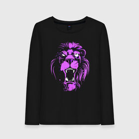 Женский лонгслив хлопок с принтом Neon lion , 100% хлопок |  | ears | eyes | fangs | jaw | lion | mane | muzzle | neon | глаза | грива | клыки | лев | неон | пасть | уши