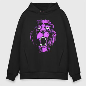 Мужское худи Oversize хлопок с принтом Neon lion , френч-терри — 70% хлопок, 30% полиэстер. Мягкий теплый начес внутри —100% хлопок | боковые карманы, эластичные манжеты и нижняя кромка, капюшон на магнитной кнопке | ears | eyes | fangs | jaw | lion | mane | muzzle | neon | глаза | грива | клыки | лев | неон | пасть | уши