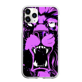Чехол для iPhone 11 Pro Max матовый с принтом Pink lion , Силикон |  | ears | eyes | fangs | jaw | lion | mane | muzzle | neon | pink | глаза | грива | клыки | лев | неон | пасть | розовый | уши