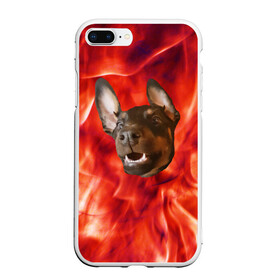 Чехол для iPhone 7Plus/8 Plus матовый с принтом Огненый Пес , Силикон | Область печати: задняя сторона чехла, без боковых панелей | голова | горячий | горящий | доберман | животное | зверек | зверь | зубы | клык | красный | лицо | овчарка | огонь | пес | пламя | рот | ротвейлер | свет | собака | удивленный | улыбка | щенок