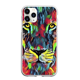 Чехол для iPhone 11 Pro Max матовый с принтом Rainbow lion , Силикон |  | color | ears | eyes | jaw | lion | mane | muzzle | nose | paint | view | взгляд | глаза | грива | краска | лев | нос | пасть | цвет