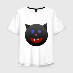 Мужская футболка хлопок Oversize с принтом Смайл вампир , 100% хлопок | свободный крой, круглый ворот, “спинка” длиннее передней части | вампир | вампиры | летучая мышь | мыши | смайл | смайлик | смайлики | смайлы | хэллоуин
