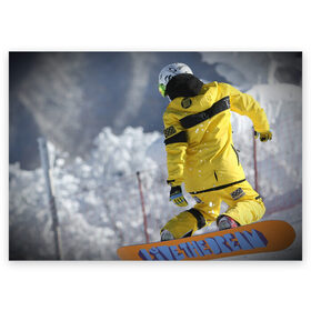 Поздравительная открытка с принтом сноубордист , 100% бумага | плотность бумаги 280 г/м2, матовая, на обратной стороне линовка и место для марки
 | snowboard | прыжок | сноуборд | сноубординг | сноубордист | экстрим