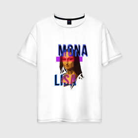Женская футболка хлопок Oversize с принтом Мона Лиза - Mona Lisa , 100% хлопок | свободный крой, круглый ворот, спущенный рукав, длина до линии бедер
 | 