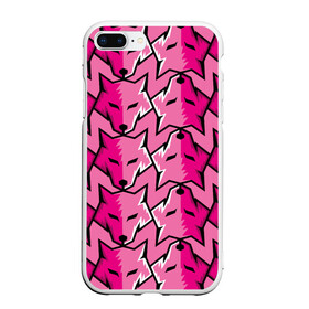 Чехол для iPhone 7Plus/8 Plus матовый с принтом Pink pattern , Силикон | Область печати: задняя сторона чехла, без боковых панелей | ears | eyes | fashion | muzzle | pattern | pink | vanguard | wolf | авангард | волк | глаза | мода | розовый | узор | уши