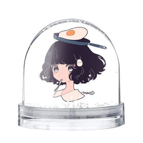 Снежный шар с принтом Девочка из сковородкой , Пластик | Изображение внутри шара печатается на глянцевой фотобумаге с двух сторон | аниме | жареное яйцо | манга | ням | сковородка | тян