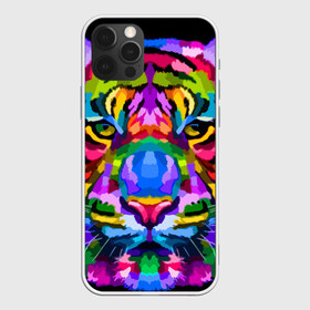 Чехол для iPhone 12 Pro Max с принтом Neon tiger , Силикон |  | Тематика изображения на принте: color | ears | eyes | muzzle | neon | tiger | vanguard | view | авангард | взгляд | глаза | неон | тигр | уши | цвет