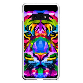 Чехол для Samsung S10E с принтом Neon tiger , Силикон | Область печати: задняя сторона чехла, без боковых панелей | color | ears | eyes | muzzle | neon | tiger | vanguard | view | авангард | взгляд | глаза | неон | тигр | уши | цвет