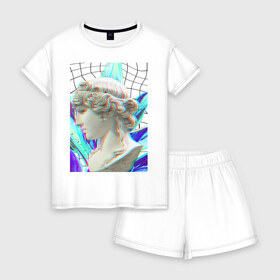 Женская пижама с шортиками хлопок с принтом Vaporwave art 10-1 , 100% хлопок | футболка прямого кроя, шорты свободные с широкой мягкой резинкой | Тематика изображения на принте: 