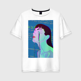 Женская футболка хлопок Oversize с принтом Glitch art 77 , 100% хлопок | свободный крой, круглый ворот, спущенный рукав, длина до линии бедер
 | art | glitch | глюк | искусство ошибки | скачок напряжения | цифровые ошибки | цифровые файлы