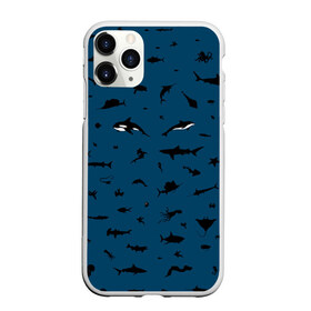Чехол для iPhone 11 Pro Max матовый с принтом Fish , Силикон |  | dolphin | fish | killer whale | see life | shark | акула | дельфин | касатка | морские обитатели | рыба