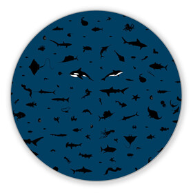 Коврик для мышки круглый с принтом Fish , резина и полиэстер | круглая форма, изображение наносится на всю лицевую часть | dolphin | fish | killer whale | see life | shark | акула | дельфин | касатка | морские обитатели | рыба