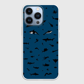 Чехол для iPhone 13 Pro с принтом Fish ,  |  | Тематика изображения на принте: dolphin | fish | killer whale | see life | shark | акула | дельфин | касатка | морские обитатели | рыба