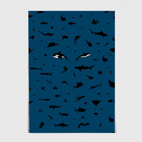 Постер с принтом Fish , 100% бумага
 | бумага, плотность 150 мг. Матовая, но за счет высокого коэффициента гладкости имеет небольшой блеск и дает на свету блики, но в отличии от глянцевой бумаги не покрыта лаком | dolphin | fish | killer whale | see life | shark | акула | дельфин | касатка | морские обитатели | рыба