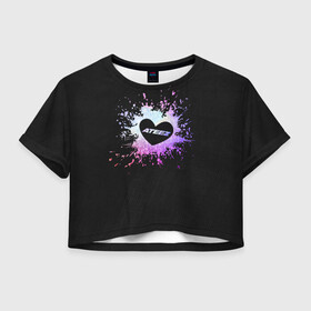 Женская футболка Crop-top 3D с принтом ATEEZ , 100% полиэстер | круглая горловина, длина футболки до линии талии, рукава с отворотами | ateez | cute | heat | k pop | korean | атиз | жест | кпоп | милый | сердце