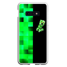 Чехол для Samsung S10E с принтом MINECRAFT CREEPER , Силикон | Область печати: задняя сторона чехла, без боковых панелей | blox | creeper | dungeons | game | geometry | green | neon | pixel | steve | алекс | детям | зелень | игра | кислотный | крипер | куб | логотипы игр | майнкрафт | мальчикам | мобы | неоновый | пиксель | пиксельный | подземелья