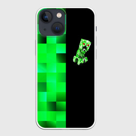 Чехол для iPhone 13 mini с принтом MINECRAFT CREEPER ,  |  | blox | creeper | dungeons | game | geometry | green | neon | pixel | steve | алекс | детям | зелень | игра | кислотный | крипер | куб | логотипы игр | майнкрафт | мальчикам | мобы | неоновый | пиксель | пиксельный | подземелья
