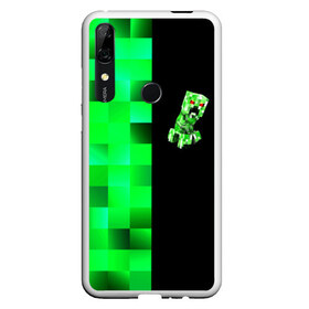 Чехол для Honor P Smart Z с принтом MINECRAFT CREEPER , Силикон | Область печати: задняя сторона чехла, без боковых панелей | blox | creeper | dungeons | game | geometry | green | neon | pixel | steve | алекс | детям | зелень | игра | кислотный | крипер | куб | логотипы игр | майнкрафт | мальчикам | мобы | неоновый | пиксель | пиксельный | подземелья