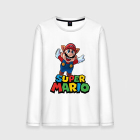 Мужской лонгслив хлопок с принтом Super Mario , 100% хлопок |  | game | mario kart live home circuit | super mario | super mario 3d world | super mario 64 | super mario galaxy | super mario sunshine | гумба | игра super mario | игра марио | йоши | купалинги | лакиту | луиджи | марио | надпись | нинтендо | 
