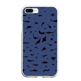 Чехол для iPhone 7Plus/8 Plus матовый с принтом Manta , Силикон | Область печати: задняя сторона чехла, без боковых панелей | dolphin | fish | killer whale | manta | see life | shark | акула | дельфин | касатка | морские обитатели | рыба