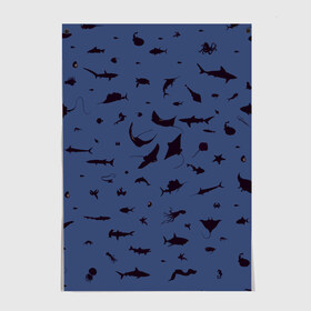 Постер с принтом Manta , 100% бумага
 | бумага, плотность 150 мг. Матовая, но за счет высокого коэффициента гладкости имеет небольшой блеск и дает на свету блики, но в отличии от глянцевой бумаги не покрыта лаком | dolphin | fish | killer whale | manta | see life | shark | акула | дельфин | касатка | морские обитатели | рыба