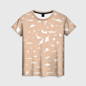 Женская футболка 3D с принтом Manta 2 , 100% полиэфир ( синтетическое хлопкоподобное полотно) | прямой крой, круглый вырез горловины, длина до линии бедер | dolphin | fish | killer whale | manta | see life | shark | акула | дельфин | касатка | морские жители | рыба