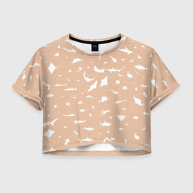 Женская футболка Crop-top 3D с принтом Manta 2 , 100% полиэстер | круглая горловина, длина футболки до линии талии, рукава с отворотами | dolphin | fish | killer whale | manta | see life | shark | акула | дельфин | касатка | морские жители | рыба