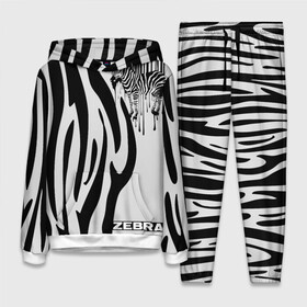 Женский костюм 3D (с толстовкой) с принтом Zebra ,  |  | животное | зебра | полосы | черный | штрихкод