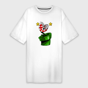 Платье-футболка хлопок с принтом Хищное растение МАРИО ,  |  | luigi | mario | super | super mario | братья марио | денди | луиджи | марио | марио денди | супер марио