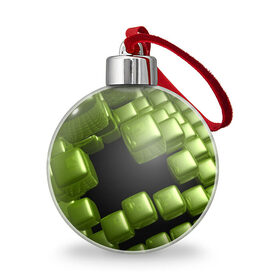 Ёлочный шар с принтом зеленый куб , Пластик | Диаметр: 77 мм | 3d | абстракция | зеленый | илюзия | квадрат | куб