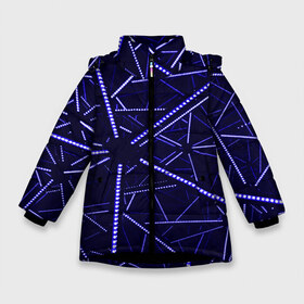 Зимняя куртка для девочек 3D с принтом BlueGANG , ткань верха — 100% полиэстер; подклад — 100% полиэстер, утеплитель — 100% полиэстер. | длина ниже бедра, удлиненная спинка, воротник стойка и отстегивающийся капюшон. Есть боковые карманы с листочкой на кнопках, утяжки по низу изделия и внутренний карман на молнии. 

Предусмотрены светоотражающий принт на спинке, радужный светоотражающий элемент на пуллере молнии и на резинке для утяжки. | abstraction | blue | forms | glow | led | neon | абстракция | неон | светодиод | свечение | синий | формы
