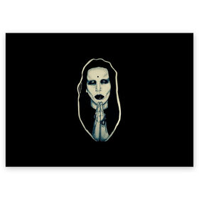 Поздравительная открытка с принтом Marilyn Manson , 100% бумага | плотность бумаги 280 г/м2, матовая, на обратной стороне линовка и место для марки
 | manson | marilyn | marilyn manson | мэнсон | мэрилин | мэрилин мэнсон