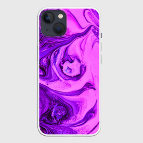 Чехол для iPhone 13 с принтом PurpleDEL ,  |  | abstraction | liquid | purple | stains | watercolor | абстракция | акварель | жидкий | разводы | фиолетовый