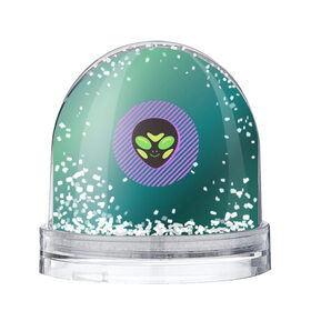 Снежный шар с принтом Инопланетяша на зеленом фоне , Пластик | Изображение внутри шара печатается на глянцевой фотобумаге с двух сторон | градиент | зеленый | инопланетянин | круг | лицо | наука | нло | подарок | полоски | пришелец | улыбка | фантастика | фиолетовый