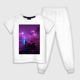 Детская пижама хлопок с принтом NEON ART 111 , 100% хлопок |  брюки и футболка прямого кроя, без карманов, на брюках мягкая резинка на поясе и по низу штанин
 | art | neon aesthetic | neon art | vaporwave art | цифровые файлы