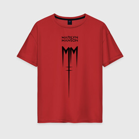 Женская футболка хлопок Oversize с принтом TRDMrnMsn Marilyn Manson , 100% хлопок | свободный крой, круглый ворот, спущенный рукав, длина до линии бедер
 | art | logo | manson | marilyn | rock | usa | великий | лого | логотип | мэнсон | мэрилин | рок | ужасный