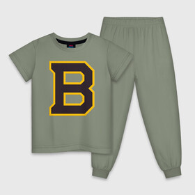 Детская пижама хлопок с принтом Boston Bruins , 100% хлопок |  брюки и футболка прямого кроя, без карманов, на брюках мягкая резинка на поясе и по низу штанин
 | boston | boston bruins | boston nhl | boston strong | nhl