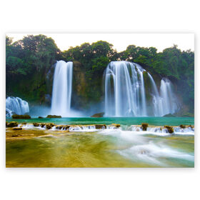 Поздравительная открытка с принтом водопад , 100% бумага | плотность бумаги 280 г/м2, матовая, на обратной стороне линовка и место для марки
 | водопад | джунгли | лес | природа | река