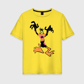 Женская футболка хлопок Oversize с принтом Зомби Даффи , 100% хлопок | свободный крой, круглый ворот, спущенный рукав, длина до линии бедер
 | daffy duck | looney tunes | vdzabma | даффи дак | луни тюнз