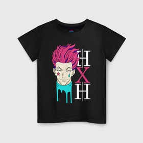 Детская футболка хлопок с принтом Hunter x Hunter, Hisoka , 100% хлопок | круглый вырез горловины, полуприлегающий силуэт, длина до линии бедер | Тематика изображения на принте: anime | hisoka | hunter x hunter | аниме | манга | охотник х охотник | хантер хантер | хантеры | хисока