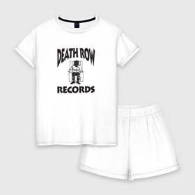 Женская пижама с шортиками хлопок с принтом Death Row Records , 100% хлопок | футболка прямого кроя, шорты свободные с широкой мягкой резинкой | death row | dr dre | hip hop | rap | snoop dogg